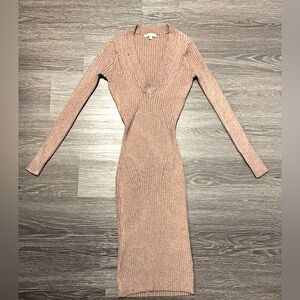 Brown Fitting Long Sleeve Sweater Dress!